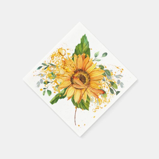 Serviette En Papier Tournesol et libellule chute (Coin)