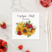 Serviette En Papier Tournesol et Mariage Rose (En situation)