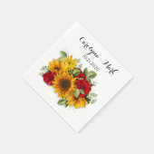 Serviette En Papier Tournesol et Mariage Rose (Coin)
