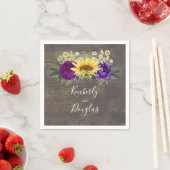 Serviette En Papier Tournesol et pourpre Automne Mariage rustique (En situation)