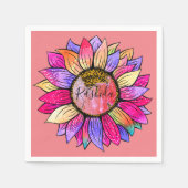 Serviette En Papier Tournesol Été rose et pourpre (Devant)