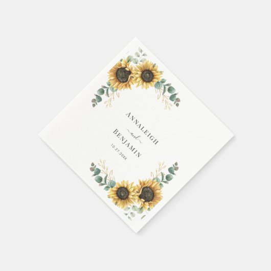 Serviette En Papier Tournesol Eucalyptus papier Mariage floral (Coin)
