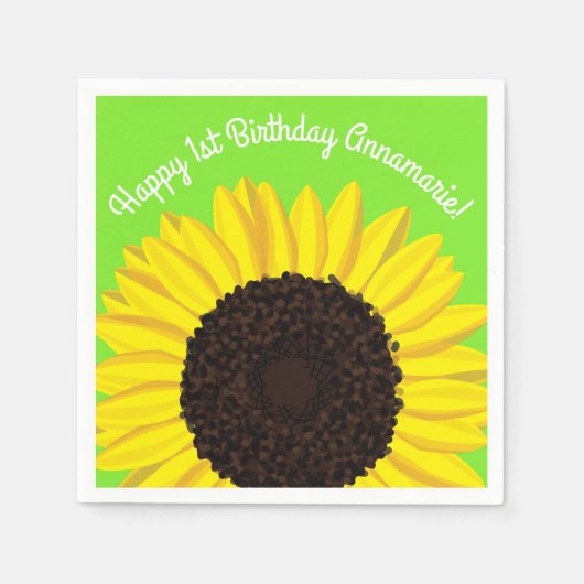 Serviette En Papier Tournesol fête d'anniversaire (Devant)
