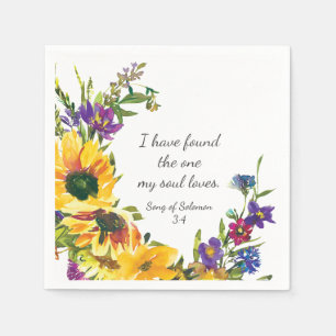 Serviette En Papier Tournesol Fleur sauvage Floral Mariage Bible Verse