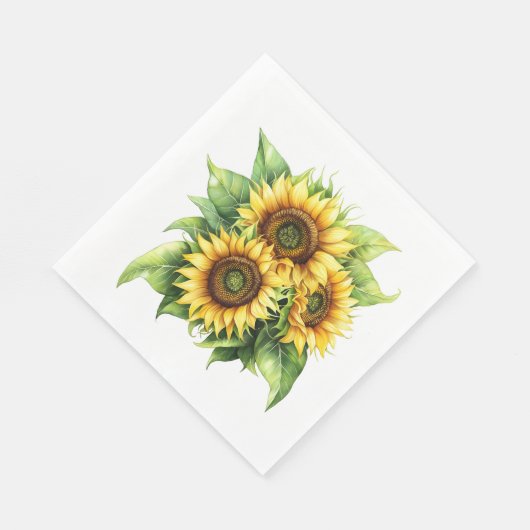 Serviette En Papier Tournesol Floral (Coin)