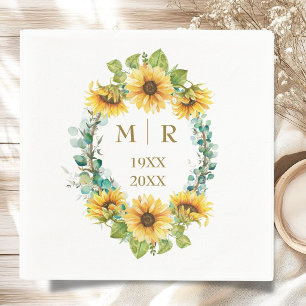 Serviette En Papier Tournesol floral anniversaire de mariage de 50 ans