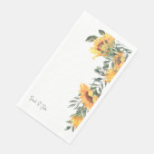 Serviette En Papier Tournesol Floral Aquarelle Mariage Blanc (Coin)