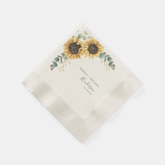Serviette En Papier Tournesol Floral Eucalyptus papier Mariage (Coin)
