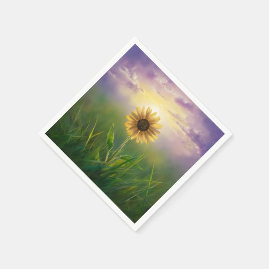 Serviette En Papier Tournesol Fluisant Dans Le Terrain Grassy (Coin)