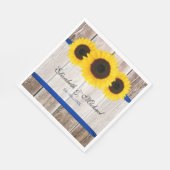 Serviette En Papier Tournesol Grange Mariage de ruban bleu bois (Coin)