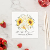 Serviette En Papier Tournesol ivoire pivoine Floral Eucalyptus Mariage (En situation)