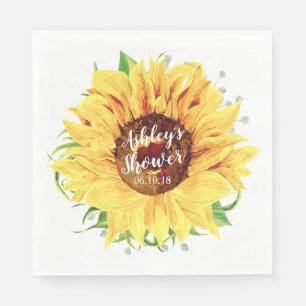 Serviette En Papier Tournesol jaune Fête des mariées personnalisée