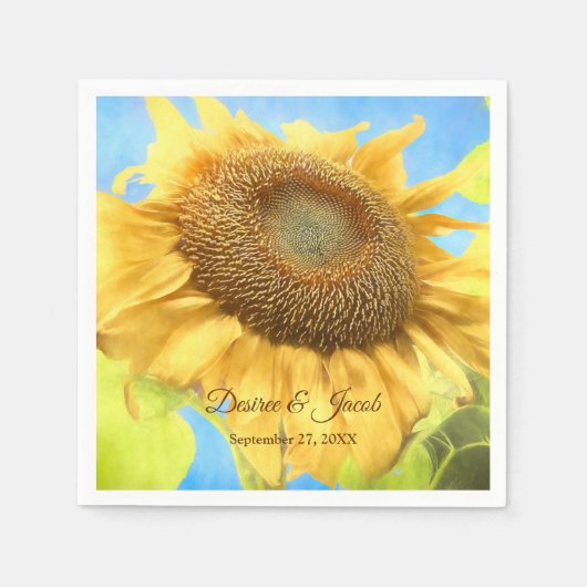 Serviette En Papier Tournesol Jaune Pays Russe Mariage Aquarelle (Devant)