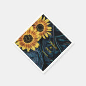 Serviette En Papier Tournesol Jaune Russe Denim Blue Jeans Mariage (Coin)
