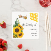 Serviette En Papier Tournesol jaune rustique et Mariage d'abeilles (En situation)
