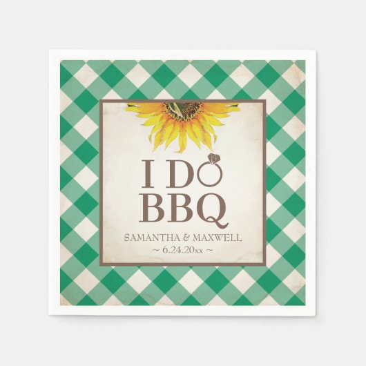 Serviette En Papier Tournesol Jaune Rustique Je fais BBQ (Devant)