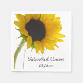 Serviette En Papier Tournesol jaune sur Mariage blanc (Devant)