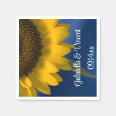 Serviette En Papier Tournesol jaune sur Mariage bleu (Devant)