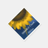 Serviette En Papier Tournesol jaune sur Mariage bleu (Coin)