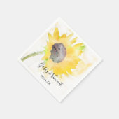 Serviette En Papier Tournesol jaune sur Mariage d'aquarelle blanche (Coin)