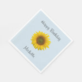 Serviette En Papier Tournesol Joyeux Anniversaire Bleu Personnalisé (Coin)