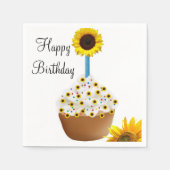 Serviette En Papier Tournesol Joyeux Anniversaire Cupcake Papier Napki (Devant)