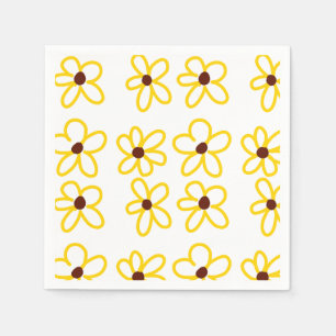 Serviette En Papier Tournesol marron jaune motif floral moderne boho