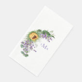 Serviette En Papier Tournesol Monogramme Lavande (Coin)