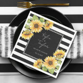Serviette En Papier Tournesol noir et blanc Mariage en bande ou douche