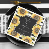 Serviette En Papier Tournesol noir et blanc Mariage en bande ou douche
