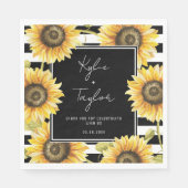 Serviette En Papier Tournesol noir et blanc Mariage en bande ou douche (Devant)