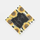 Serviette En Papier Tournesol noir et blanc Mariage en bande ou douche (Coin)