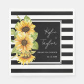 Serviette En Papier Tournesol noir et blanc Mariage en bande ou douche (Devant)