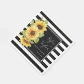 Serviette En Papier Tournesol noir et blanc Mariage en bande ou douche (Coin)