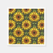 Serviette En Papier Tournesol orange jaune avec vert et Brown (Devant)