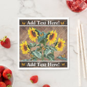 Serviette En Papier Tournesol Papillons Rustic Barque (En situation)