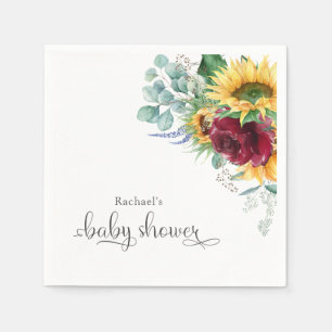 Serviette En Papier Tournesol russe et Baby shower Rose