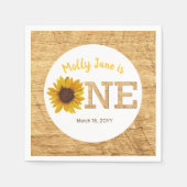 Serviette En Papier Tournesol rustique 1er anniversaire Boho aquarelle (Devant)