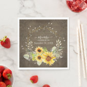 Serviette En Papier Tournesol rustique Blanc Floral Aquarelle BOHO Boi (En situation)
