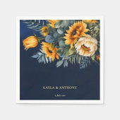 Serviette En Papier tournesol rustique bleu marine mariage de automne  (Devant)