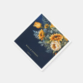 Serviette En Papier tournesol rustique bleu marine mariage de automne  (Coin)