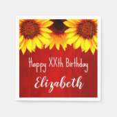 Serviette En Papier Tournesol Rustique Bois Anniversaire (Devant)