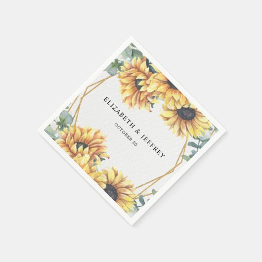 Serviette En Papier Tournesol Rustique élégant Mariage géométrique or (Coin)