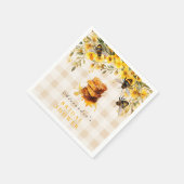 Serviette En Papier Tournesol Rustique Elle A Trouvé Sa Mariée De Miel (Coin)