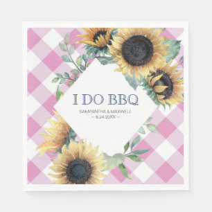 Serviette En Papier Tournesol rustique et En vichy rose I Do BBQ