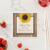 Serviette En Papier Tournesol rustique et Mariage de bois Brown (En situation)