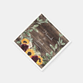 Serviette En Papier Tournesol rustique et Mariage en bois Rose (Coin)