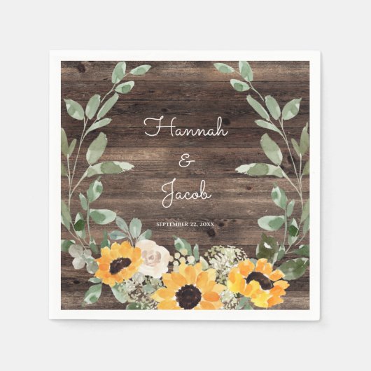 Serviette En Papier Tournesol rustique Eucalyptus Wood (Devant)