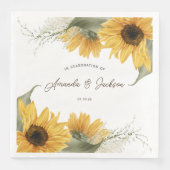 Serviette En Papier tournesol rustique, mariage de automne de campagne (Devant)