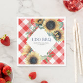 Serviette En Papier Tournesol rustique rouge En vichy grange Mariage (En situation)